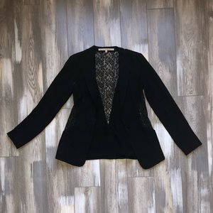 Black lace detail blazer with pockets